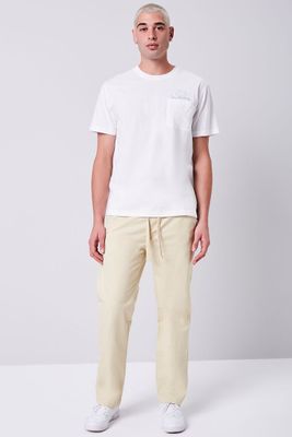 Men Drawstring Tapered Pants in Khaki Medium