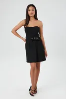 Women's Belted Sweetheart Mini Dress in Black Medium