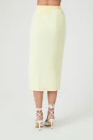 Women's Satin Slip Midi Skirt in Yellow Medium