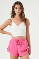 Women's Tassel Drawstring Shorts in Pink Medium