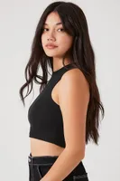 Women's Cropped Tank Top in Black, XL