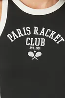 Women's Paris Racket Club Graphic Mini Dress in Black/Cream Small