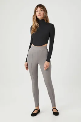 Women's Ponte Knit High-Rise Leggings in Dark Grey, XL