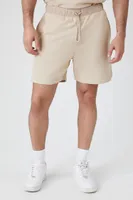 Men French Terry Drawstring Shorts in Taupe, XXL