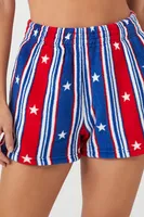 Women's Striped Swim Board Shorts in Red/Blue Small