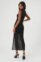 Women's Mesh Turtleneck Maxi Dress in Black Medium