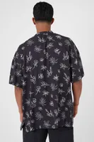 Men Floral Line Art Graphic Shirt in Black/Cream Small