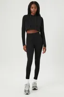 Women's Active Seamless Cropped Hoodie in Black Large