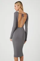 Women's Ribbed Open-Back Bodycon Midi Dress Small