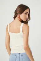 Women's Pointelle Sweater-Knit Tank Top in Cream Small