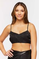 Women's Satin V-Neck Bralette in Black Small