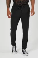 Men Drawstring Slim-Fit Pants in Black, XXL