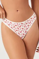 Women's Candy Cane Thong Panties in Vanilla Large