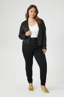 Women's Mesh Cropped Blazer in Black, 2X