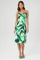 Women's Twist-Back Tropical Leaf Midi Dress