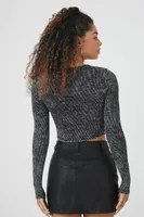 Women's Studded Acid Wash Crop Top in Black Small