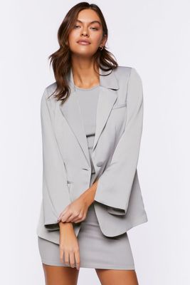 Women's Satin Single-Breasted Blazer Silver