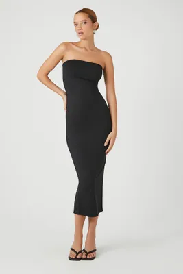 Women's Contour Bodycon Tube Midi Dress in Black Medium