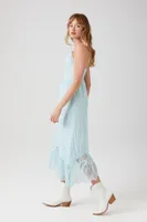 Women's Asymmetrical Lace Midi Dress Light Blue