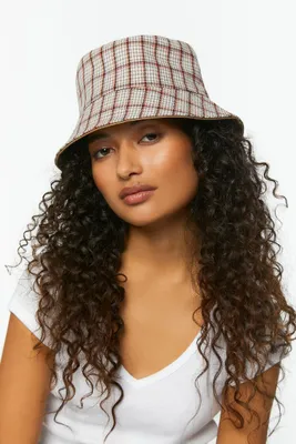 Plaid Bucket Hat in Tan