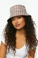 Plaid Bucket Hat in Tan