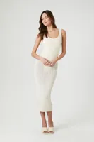 Women's Sheer Bodycon Midi Sweater Dress in Vanilla Small