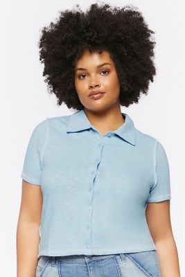 Women's Cropped Polo Shirt Cloud,