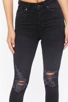 Women's Recycled Cotton High-Rise Distressed Jeans in Washed Black, 24