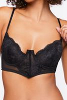 Women's V-Hem Lace Underwire Bra in Black Small