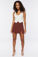 Women's Crepe Slit Mini Skirt in Espresso Large