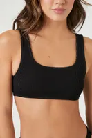 Women's Seamless Square-Neck Bikini Top in Black Large