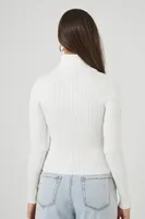 Women's Turtleneck Cutout Sweater in Vanilla, XS