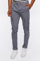 Men Zippered Skinny Pants Grey,