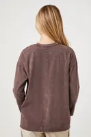 Women's Mineral Wash Long-Sleeve Top in Brown Medium