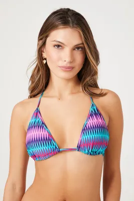 Women's Chevron Triangle Halter Bikini Top Fuchsia