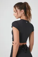 Women's Active Wraparound Crop Top in Black Medium