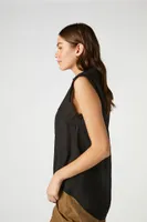 Women's Curved-Hem Patch Pocket Top in Black, XS