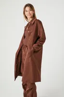 Women's Longline Utility Jacket in Chocolate, XS