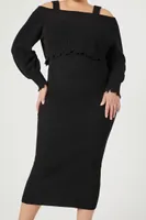 Women's Off-the-Shoulder Maxi Sweater Dress in Black, 4X