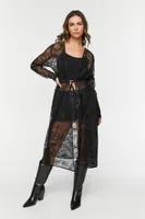 Women's Sheer Lace Longline Jacket in Black Small