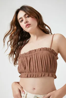 Women's Ruffle-Trim Cropped Cami in Goat Medium