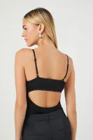 Women's Satin Cutout Bodysuit in Black Medium