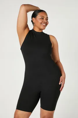 Women's Fitted Sleeveless Romper in Black, 2X