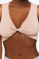 Women's Twisted Seamless Bralette in Taupe Medium