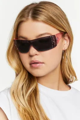 Rhinestone Shield Sunglasses in Pink/Black