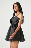 Women's Organza Bow Mini Dress in Black Medium