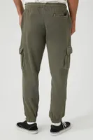 Men Drawstring Cargo Joggers in Olive, XXL