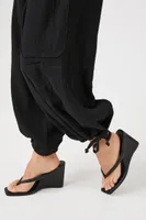 Women's Drawstring Tie-Hem Joggers in Black Small