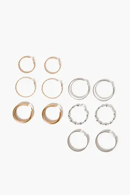 Women's Assorted Hoop Earrings Set in Gold/Silver