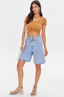 Women's Pointelle Knit Crop Top in Maple Small